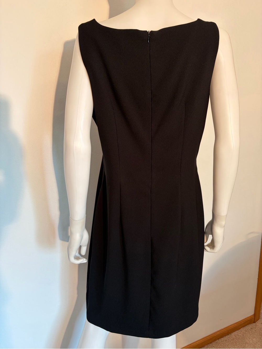 #871 CDC Black Sleeveless Midi Dress with Butterflies on shoulder. Made in USA - Picture 6 of 8